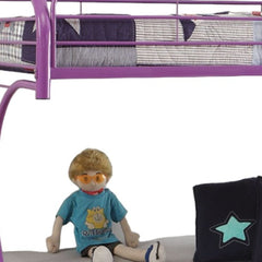 78" X 41" X 65" Twin Over Full Purple Metal Tube Futon Bunk Bed - Homeroots