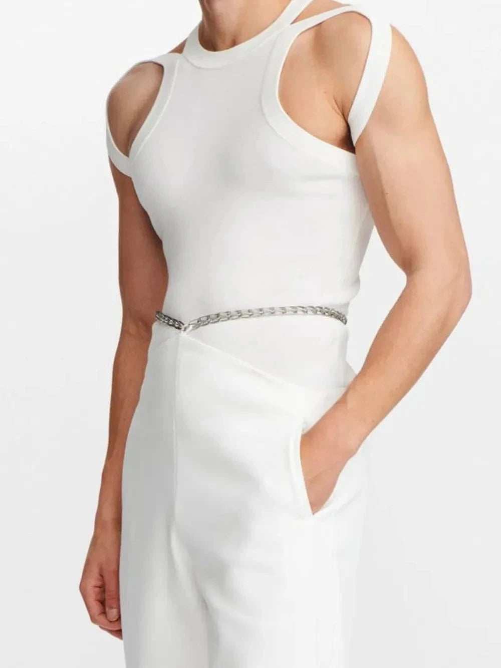 Men's Full Size Cutout Round Neck Tank Plus Size - Trendsi - Flyclothing LLC
