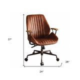 Brown Adjustable Swivel Leather Rolling Executive Office Chair - Homeroots - Flyclothing LLC