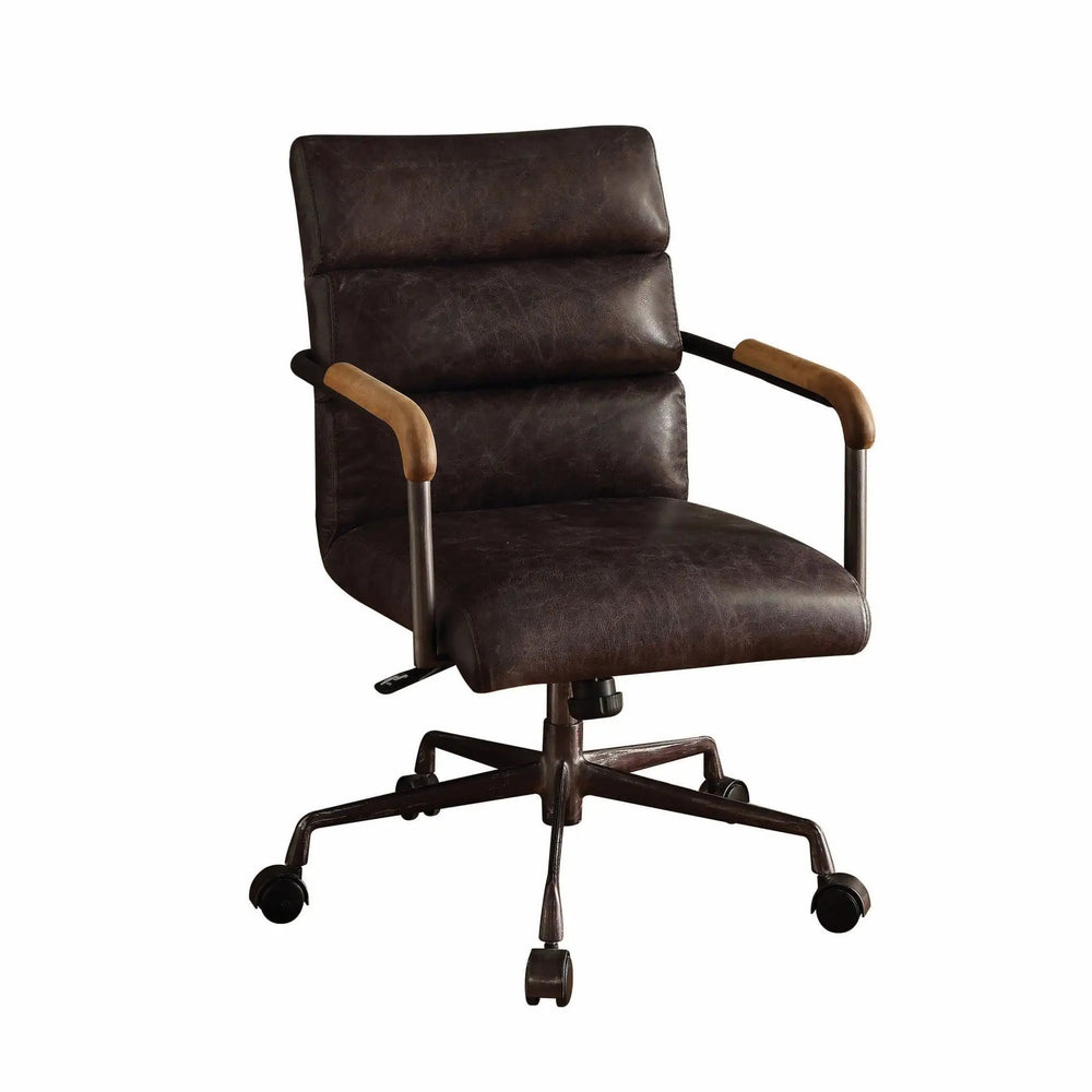 Black Adjustable Swivel Faux Leather Rolling Office Chair - Homeroots