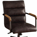 Black Adjustable Swivel Faux Leather Rolling Office Chair - Homeroots