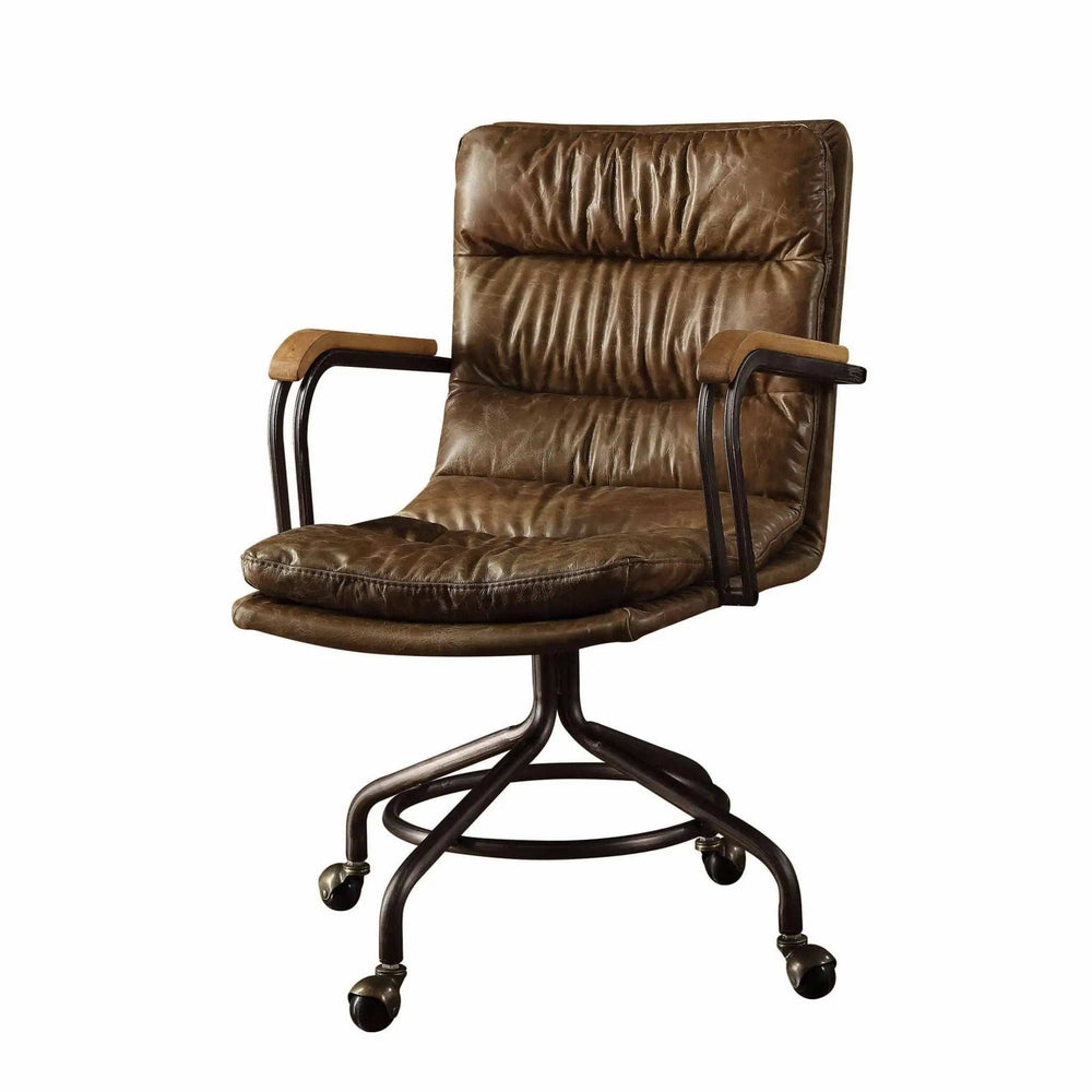 Coffee and Dark Brown Swivel Leather Rolling Executive Office Chair - Homeroots - Flyclothing LLC
