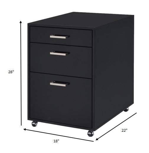 18" Black Standard Accent Cabinet With Three Drawers - Homeroots - Flyclothing LLC