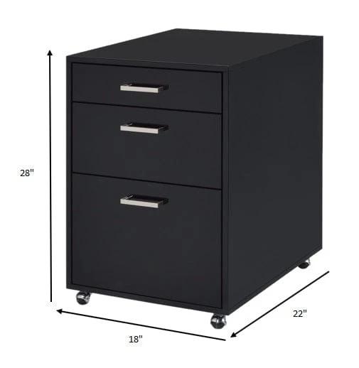 18" Black Standard Accent Cabinet With Three Drawers - Homeroots - Flyclothing LLC