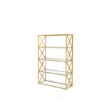 77" Gold Metal and Glass Four Tier Etagere Bookcase - Homeroots - Flyclothing LLC