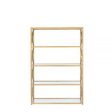 77" Gold Metal and Glass Four Tier Etagere Bookcase - Homeroots