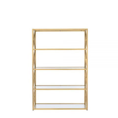 77" Gold Metal and Glass Four Tier Etagere Bookcase - Homeroots