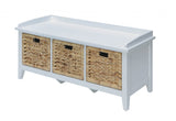 43" White Bench with Drawers - Homeroots - Flyclothing LLC