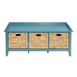 43" Teal Blue Solid Wood Storage Bench with Drawers - Homeroots - Flyclothing LLC