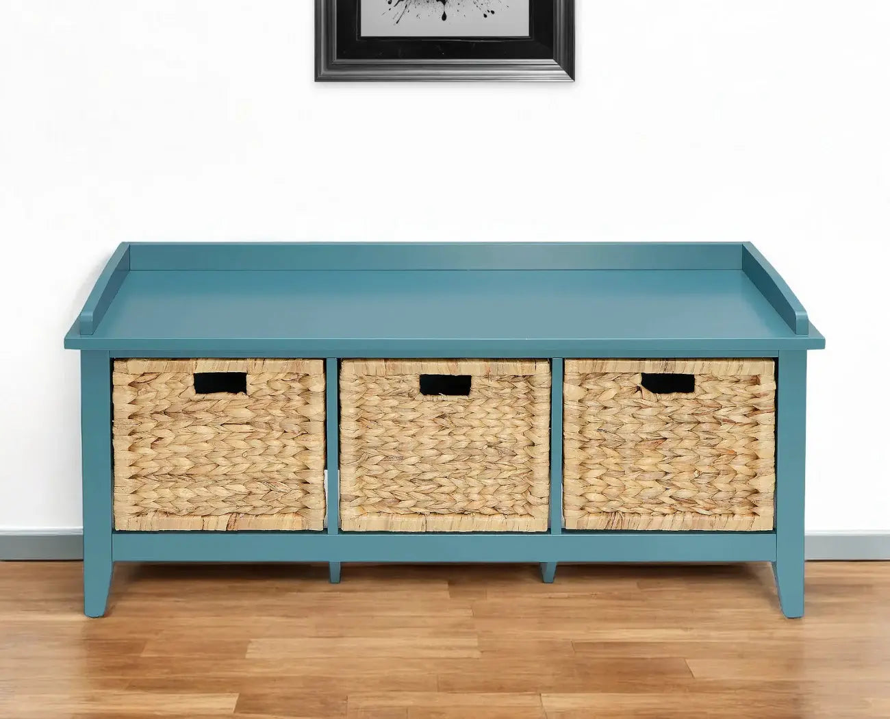 43" Teal Blue Solid Wood Storage Bench with Drawers - Homeroots - Flyclothing LLC
