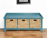 43" Teal Blue Solid Wood Storage Bench with Drawers - Homeroots - Flyclothing LLC