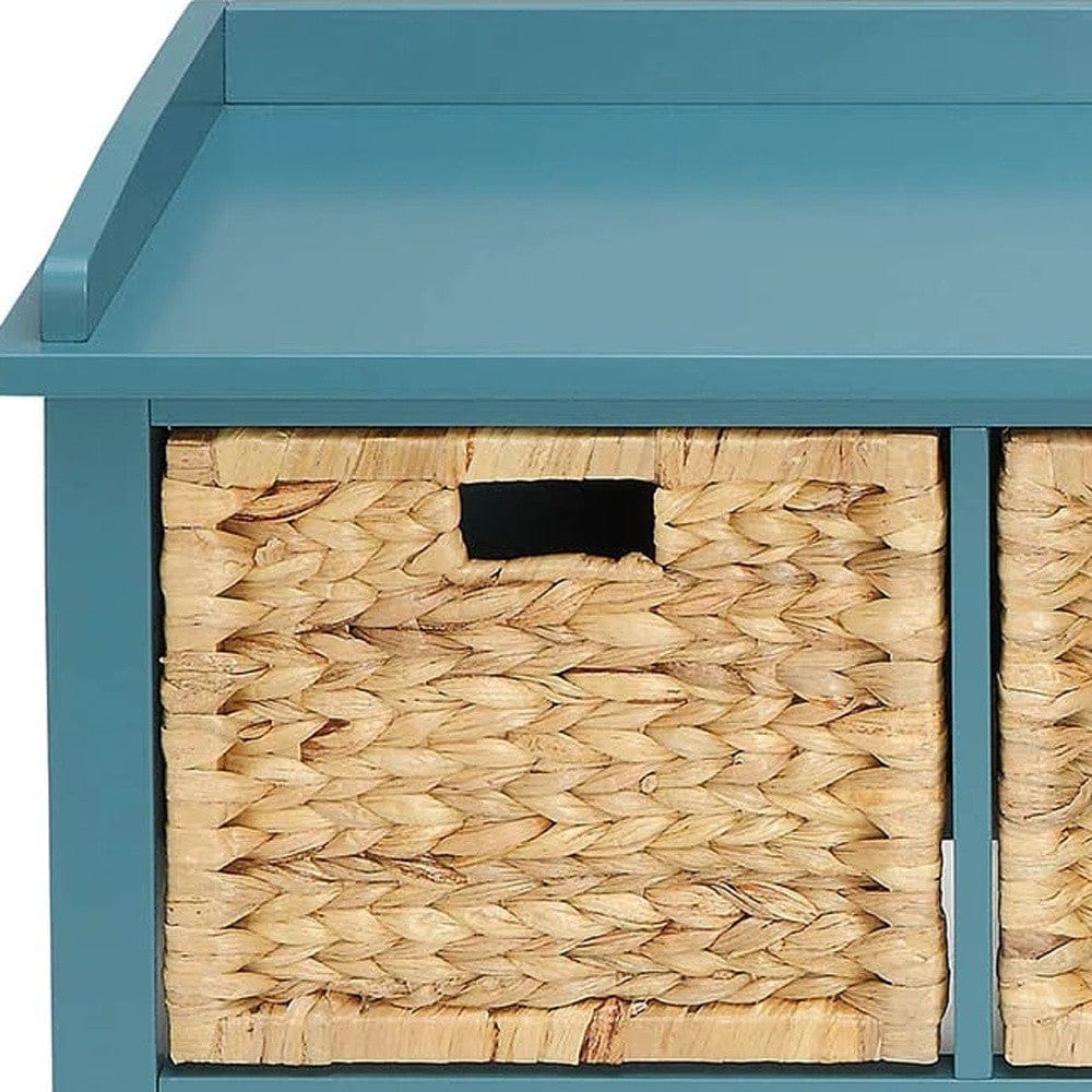 43" Teal Blue Solid Wood Storage Bench with Drawers - Homeroots - Flyclothing LLC
