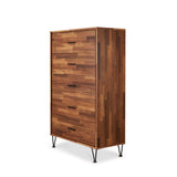 32" Brown Five Drawer Dresser - Homeroots