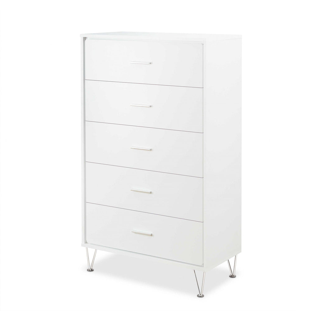 32" White Five Drawer Standard Chest - Homeroots