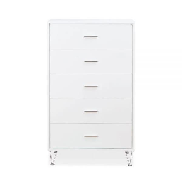 32" White Five Drawer Standard Chest - Homeroots