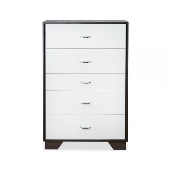 32" Brown and White Five Drawer Standard Chest - Homeroots