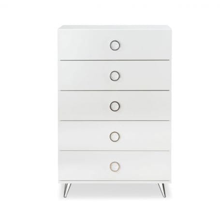 32" White Five Drawer Standard Chest - Homeroots