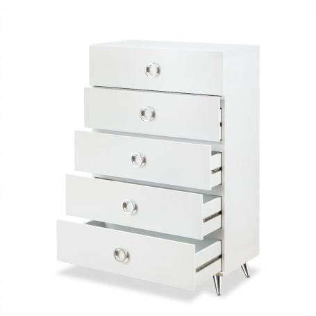 32" White Five Drawer Standard Chest - Homeroots