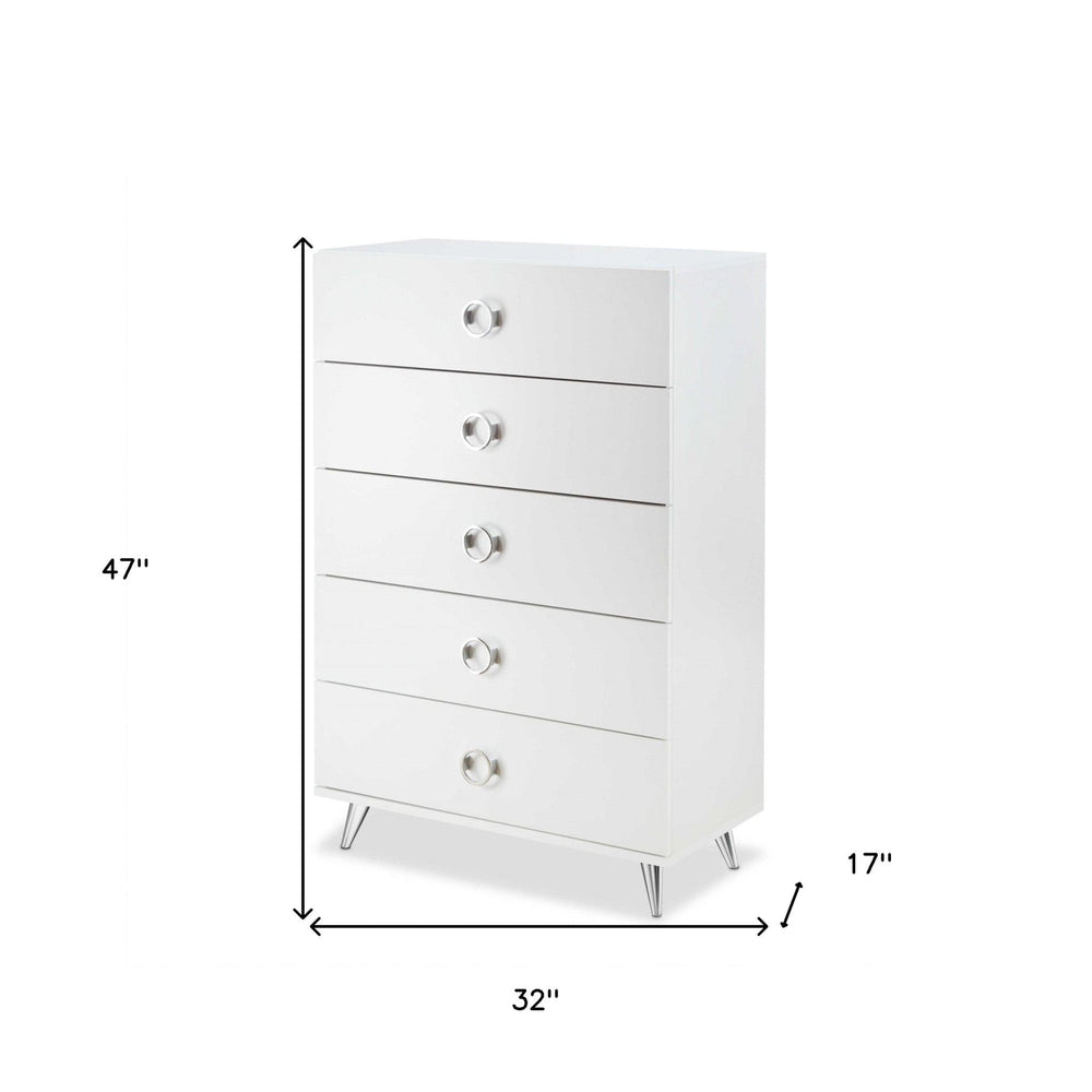 32" White Five Drawer Standard Chest - Homeroots
