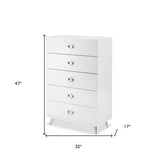 32" White Five Drawer Standard Chest - Homeroots