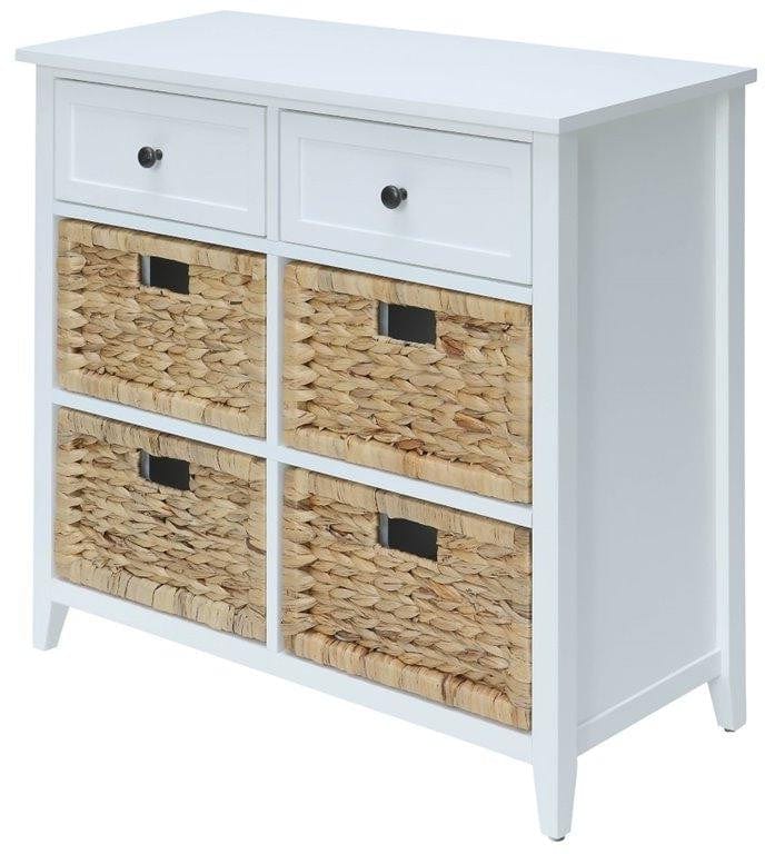 30" X 13" X 28" White Wood Veneer 6 Drawers Accent Chest - Homeroots