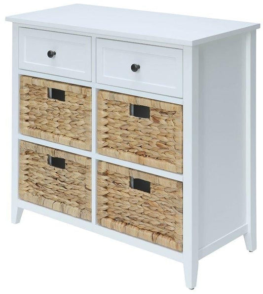 30" X 13" X 28" White Wood Veneer 6 Drawers Accent Chest - Homeroots