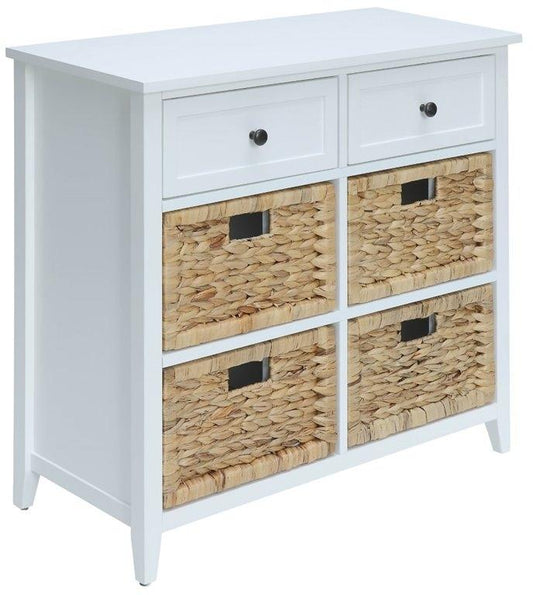 30" X 13" X 28" White Wood Veneer 6 Drawers Accent Chest - Homeroots