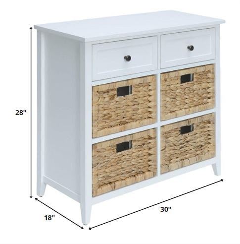30" X 13" X 28" White Wood Veneer 6 Drawers Accent Chest - Homeroots - Flyclothing LLC