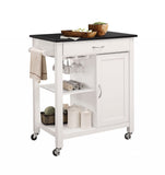 32" X 19" X 34" Black And White Rubber Wood Kitchen Cart - Homeroots