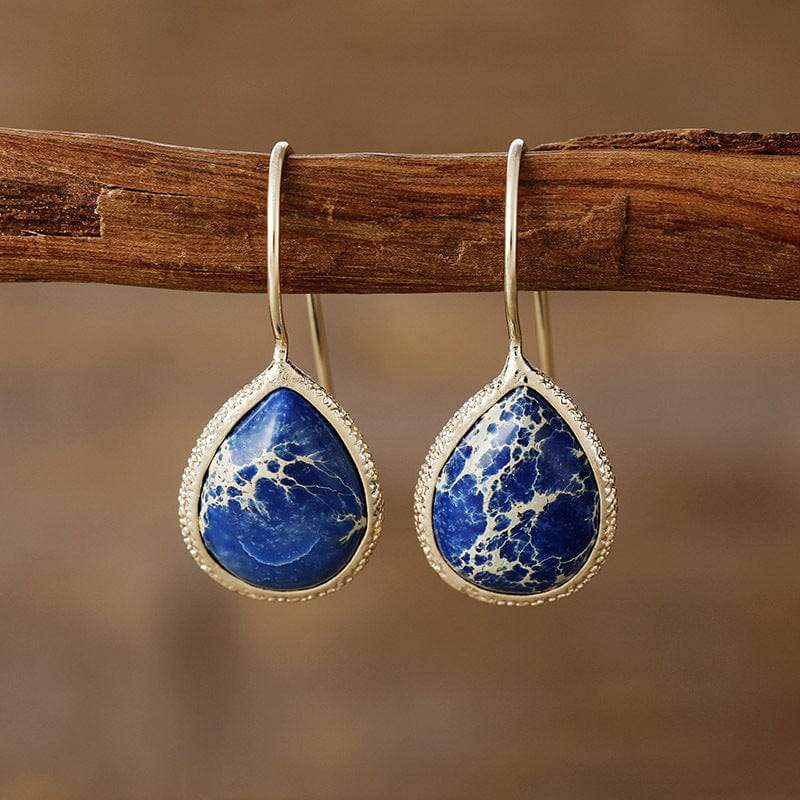 Copper Natural Stone Teardrop Shape Earrings - Trendsi - Flyclothing LLC