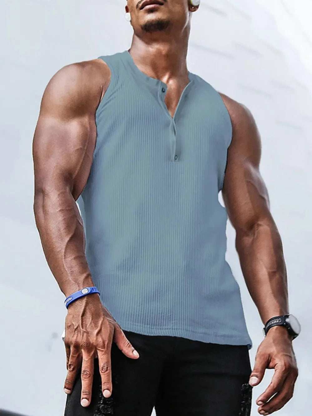 Men's Plus Size Ribbed Tank - Trendsi - Flyclothing LLC
