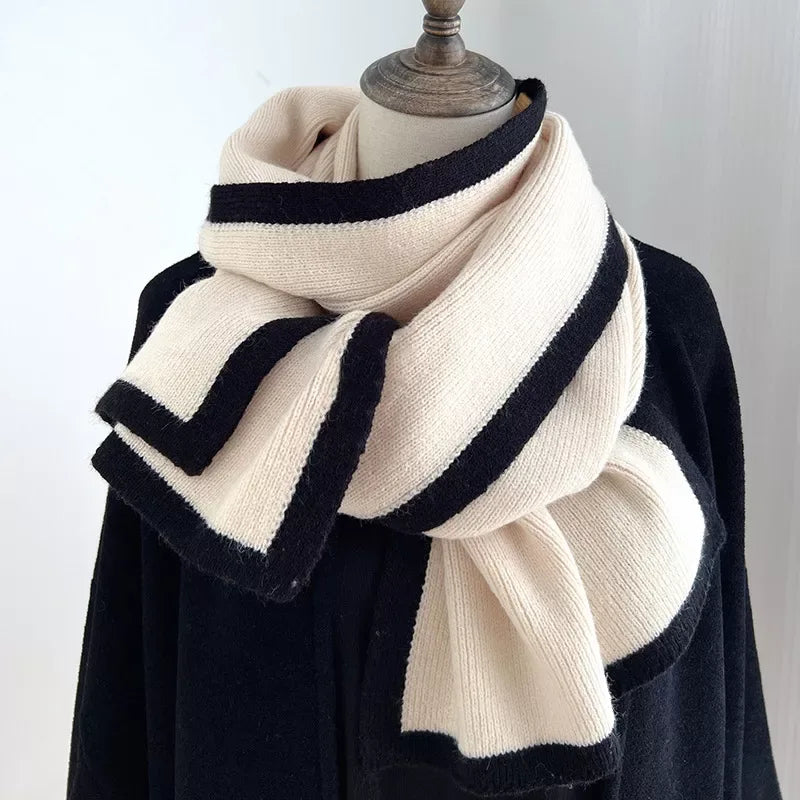 Contrast Trim Winter Scarf - Trendsi - Flyclothing LLC