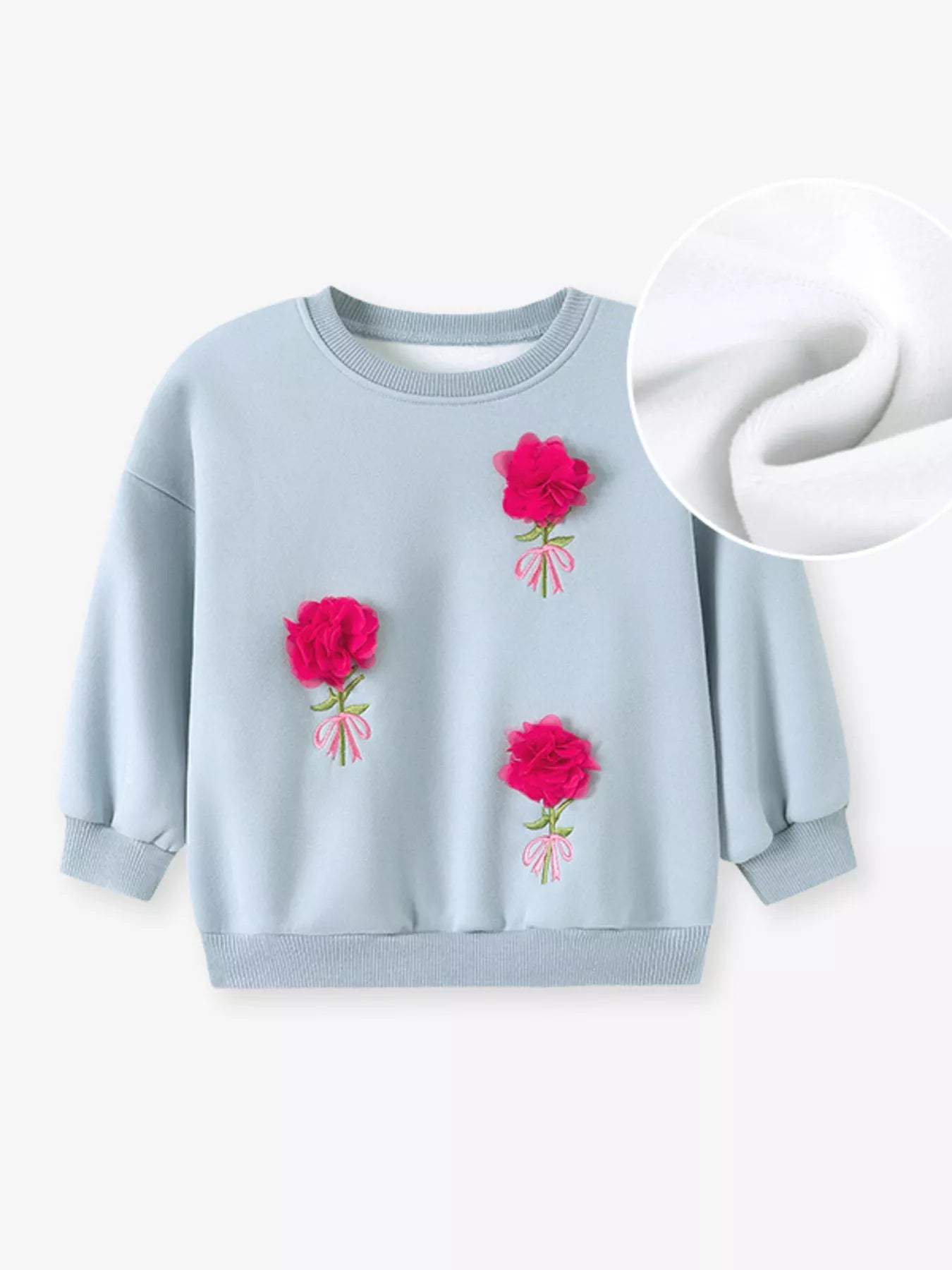 Children's Flower Applique Round Neck Sweatshirt - Trendsi - Flyclothing LLC