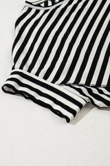Stripe Batwing Sleeve Round Neck Oversized Top - Trendsi - Flyclothing LLC