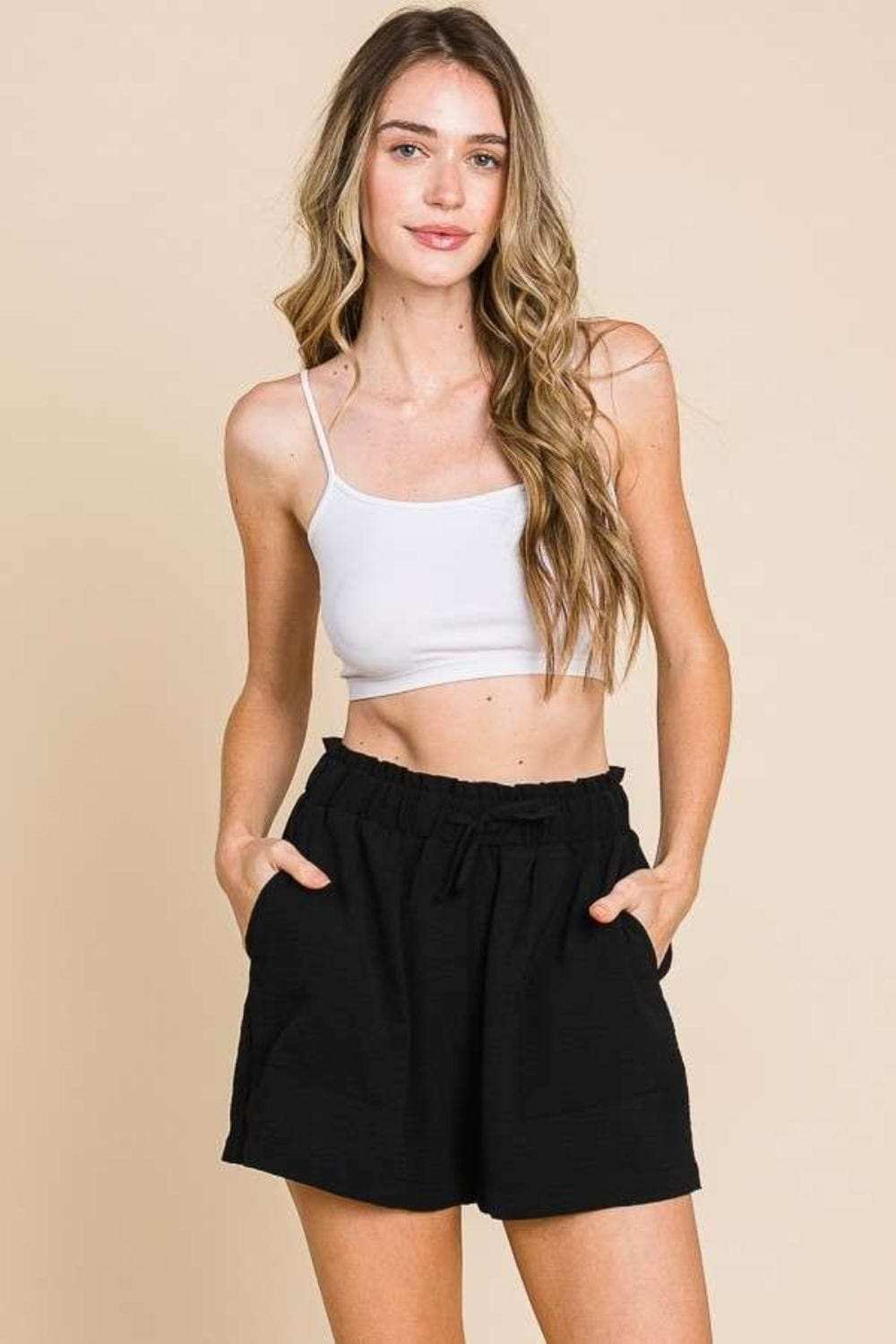 Culture Code High Waist Paper bag Shorts - Trendsi - Flyclothing LLC