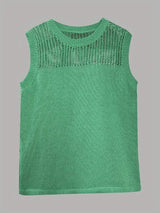 Openwork Round Neck Sweater Vest - Trendsi - Flyclothing LLC