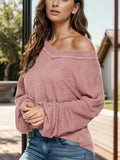 Dropped Shoulder Long Sleeve Knit Top - Trendsi