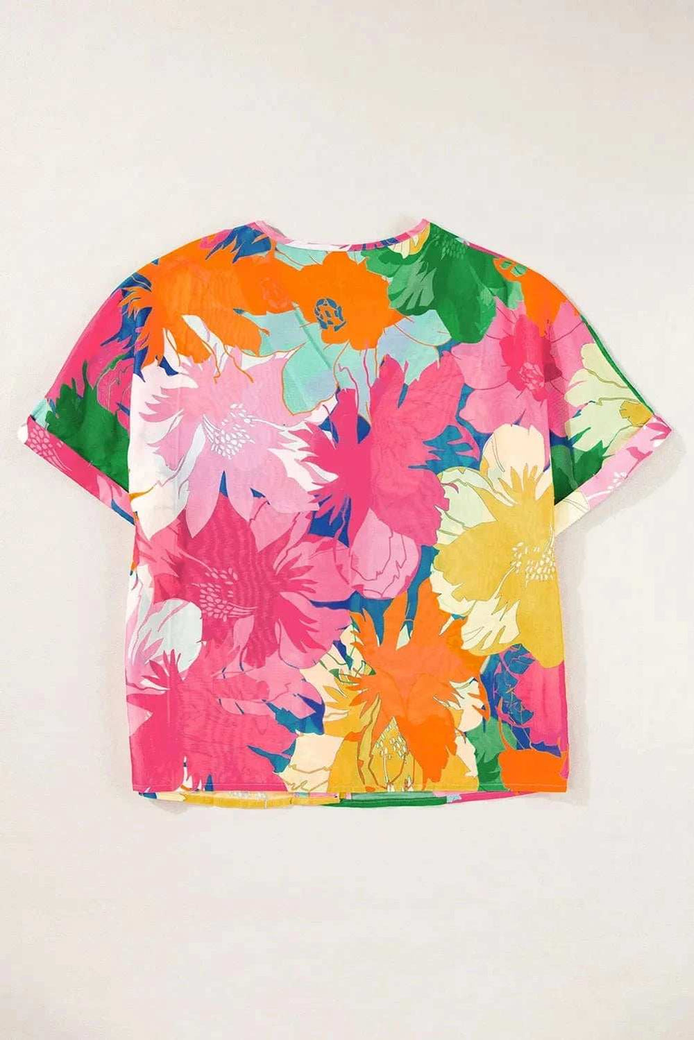 Printed Button Up Half Sleeve Shirt - Trendsi - Flyclothing LLC
