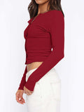 Button Down Long Sleeve Top - Trendsi - Flyclothing LLC