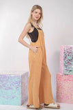 VERY J Texture Washed Wide Leg Overalls - Trendsi