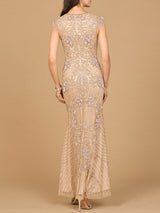 Beaded Cap Sleeve Gown | Lara 28863