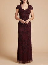 Beaded Cap Sleeve Gown | Lara 28863