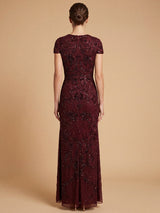 Beaded Cap Sleeve Gown | Lara 28863