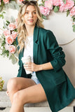 First Love Full Size Open Front Long Sleeve Blazer with Pockets - Trendsi