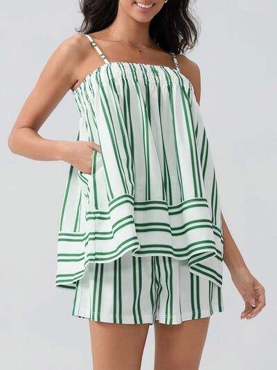 Smocked Square Neck Cami and Shorts Set - Trendsi - Flyclothing LLC