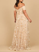 Off Shoulder A-Line Floral Gown | 28882