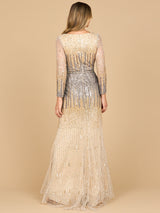 Mermaid, Beaded Long Sleeve Gown | 28886