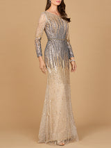 Mermaid, Beaded Long Sleeve Gown | 28886
