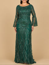 Lara 28887 - High Neck Beaded Dress with Bell Sleeves