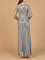 High Neck, Long Sleeve Beaded Gown | 28889